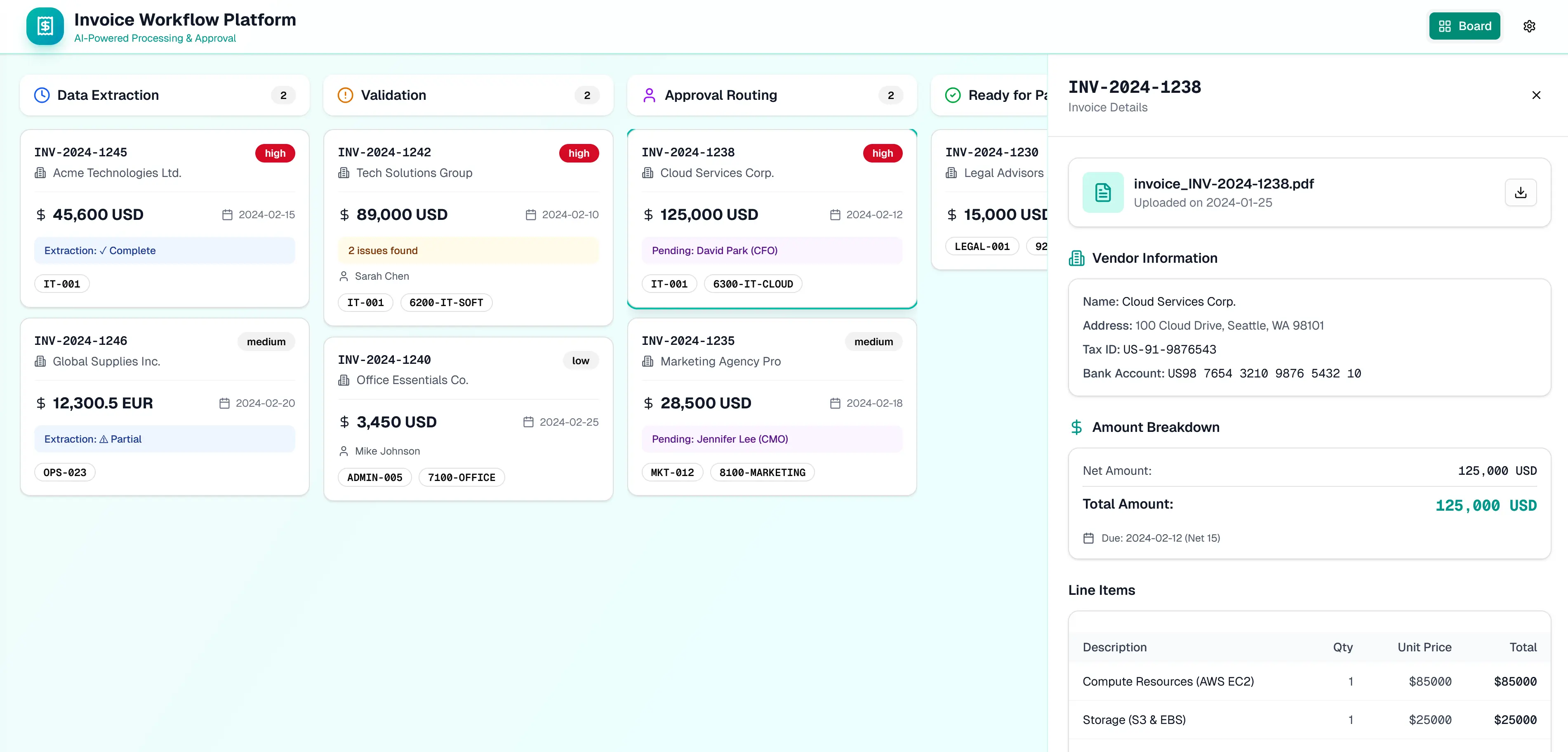 Automatic-invoice-processing-interface